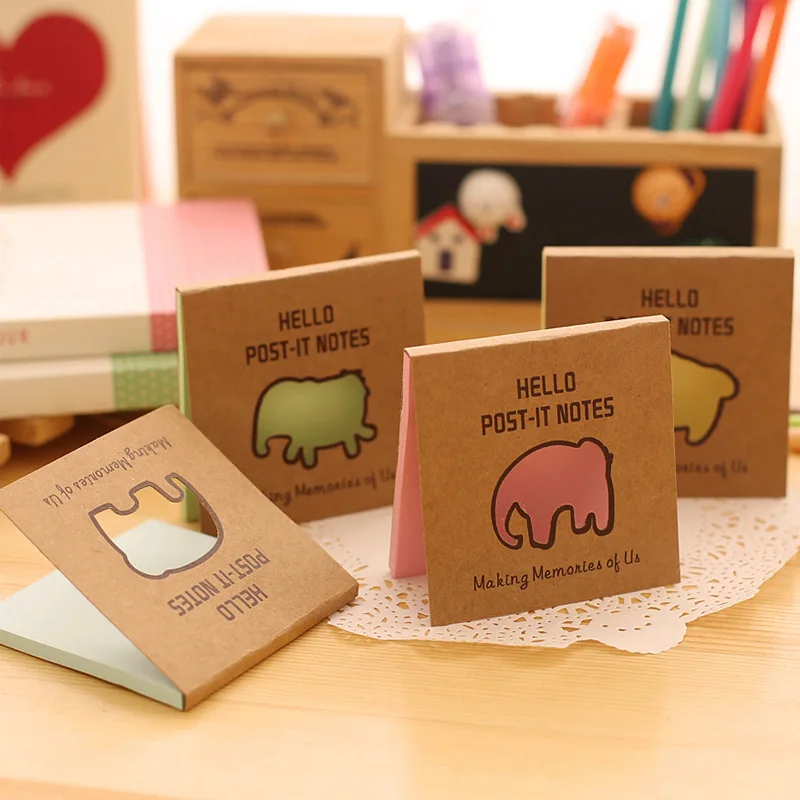 

4Pcs/sets Cute Cartoon Elephant Note Pad Notebook Sticky Note Daily School Family Message Paper Memo Pads Office School Supplies
