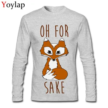 

Cartoon Design T-shirt Oh For Fox Sake Funny Tee Shirts Autumn Men Long Sleeve O-neck Cotton Tops Casual Style