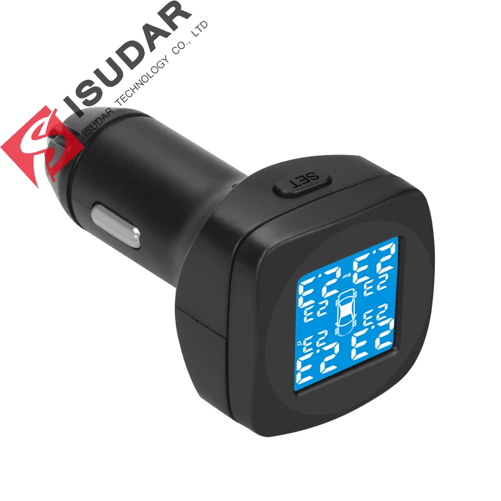 ISUDAR Wireless Smart TPMS Car Tire Pressure Alarm Monitor System 4 External Auto Temperature Alarm Cigarette Lighter 12V