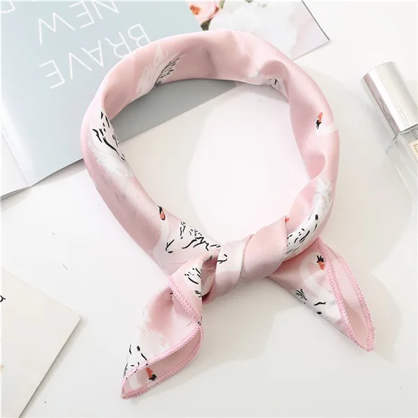pink Новинка, женский шарф на весну и лето, шелковый шарф маленького размера, квадратный шейный платок для офиса, женские шарфы, весенние шали, 50*50 см - Цвет: pink