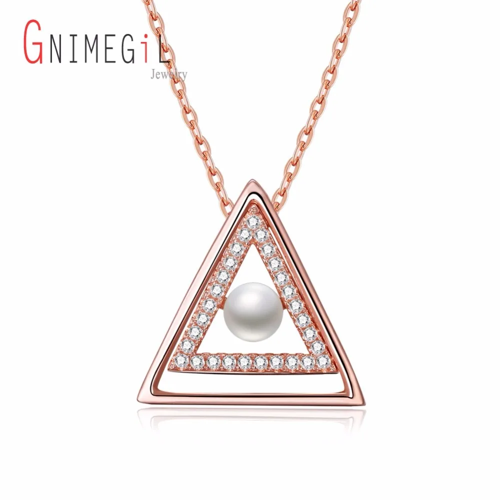 GNIMEGIL 925 стерлингового серебра подвески и ожерелья цвета розового золота цепь с