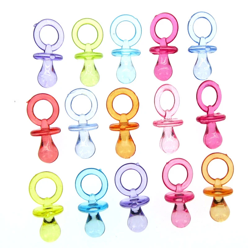 50pcs Small Pacifiers Bead Baby Shower Favors Clear For Party Table Game Decor