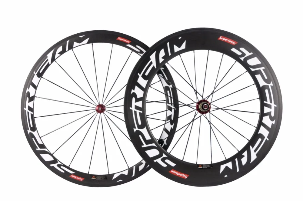 Discount SUPERTEAM 700c clincher carbon road bike wheels 50/88 2