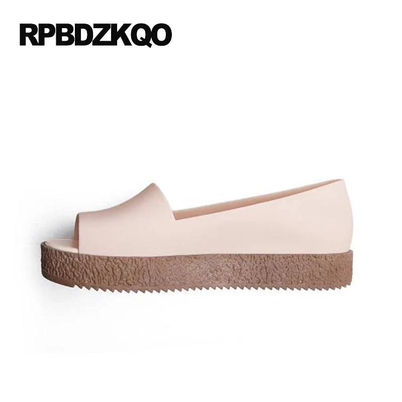 2017 Elevator Peach Peep Toe Flats Walking Cheap Shoes China Women