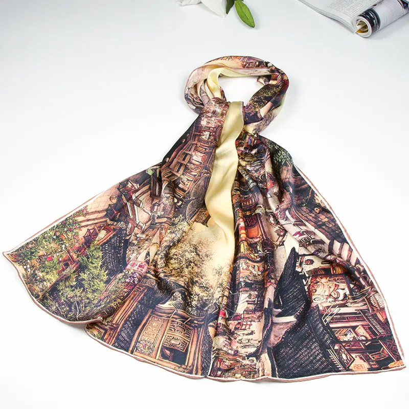 Шелковый шарф, женский шарф, шелковая шаль,, дизайнерская шелковая Пашмина, длинная, средней толщины, шелковая накидка, роскошный подарок для леди