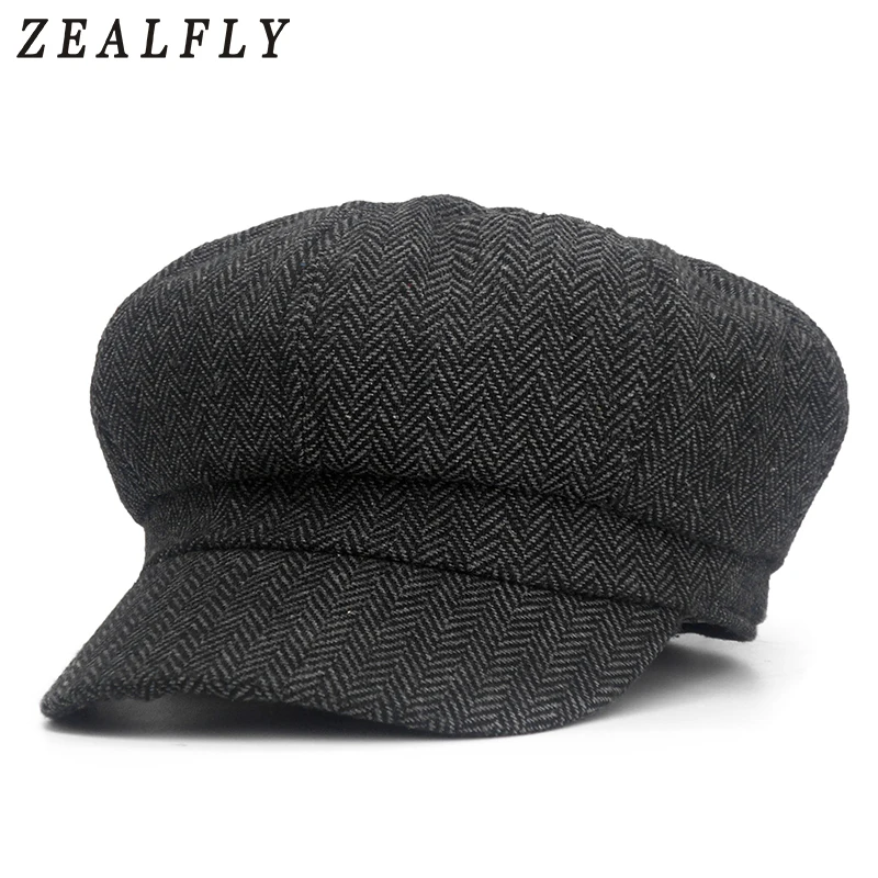 

Octagon Herringbone Newsboy Cap Vintage Men Cotton Beret Casual Newsboy Hats Cabbie Cap For Women Flat Hat Dropshipping