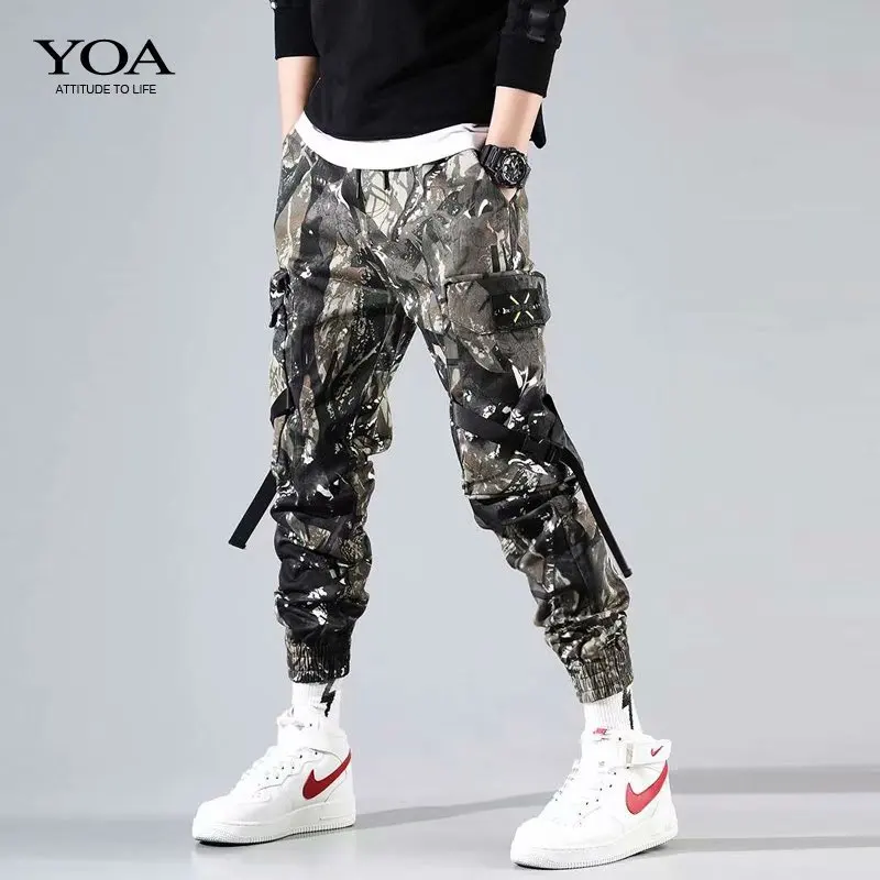 

Hip Hop Men Pantalones Hombre High Street Kpop Casual Cargo Pants with Many Pockets Joggers Modis Streetwear Trousers Harajuku