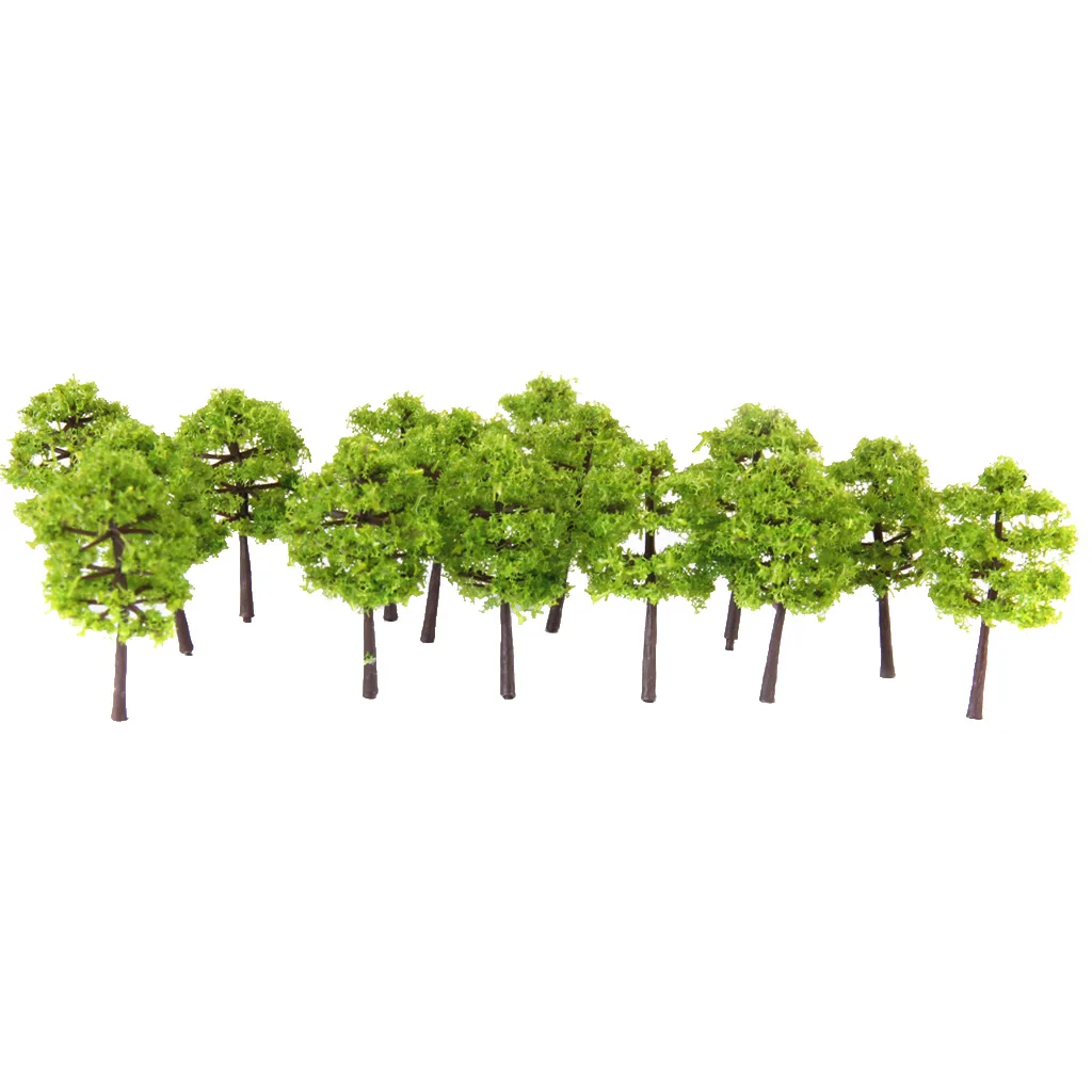 80Pcs 5cm Height Green Tree Models for RR Railway Diorama Park Garden Scenery Building Accessory