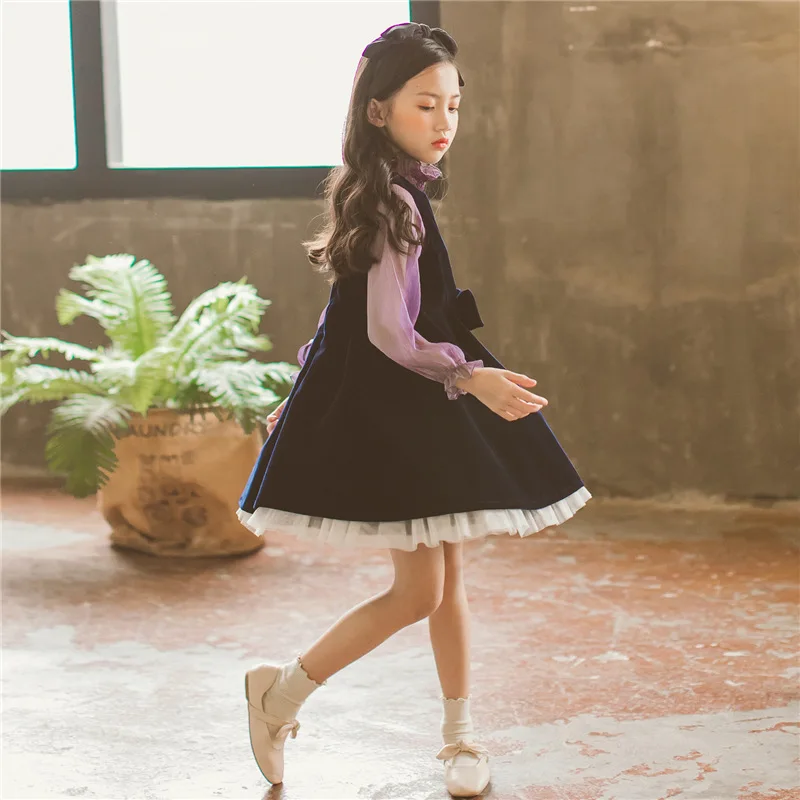 

2018 New Girls Autumn Dress Set Kids Two Piece Suit Children Suit Baby Princess Dress Suit Toddler Shirt and Vest Dress,#3405