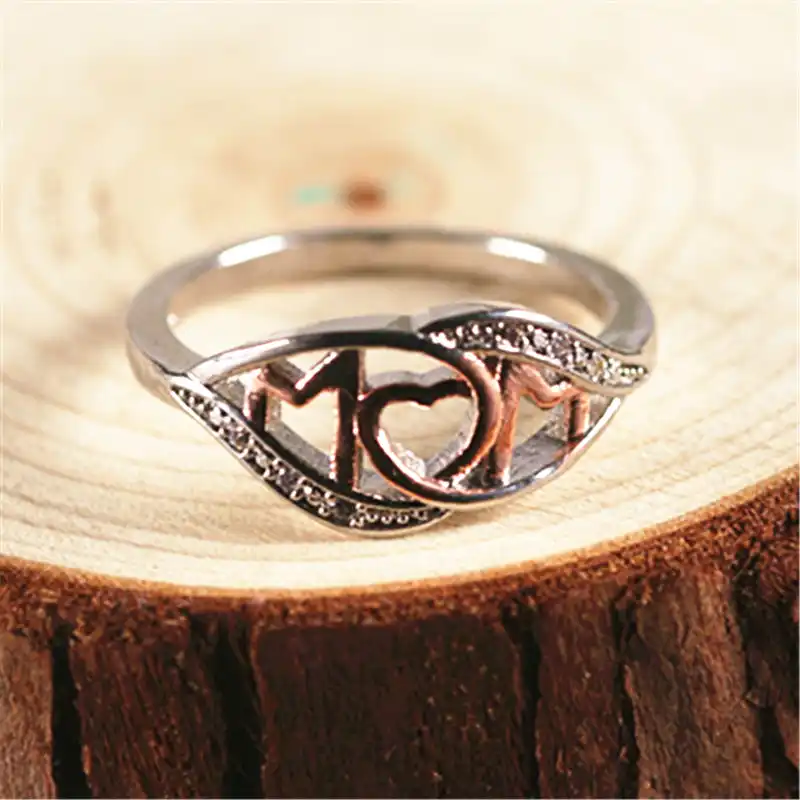 Walerv Silver Color Rings For Women Set Fashion Jewelry Carving Rose Gold Letters M M Love Ring Girl Send Mom Birthday Gift Ring Rings Aliexpress