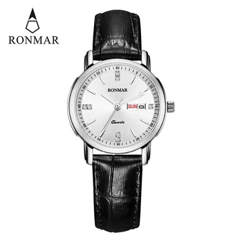 

Rose Gold Black Sliver Calendar Women Leather Strap Luxury Watch Quartz Clock Watches 2018 RONMAR Brand 8008LP