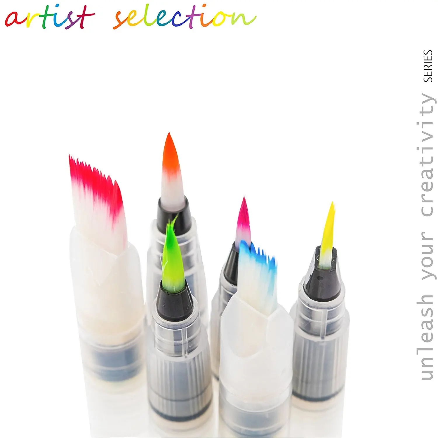 Водная раскраска кисти ручки, набор из 6 Aqua пера щеткой для акварельной живописи, водорастворимые карандаши, маркеры, одноцветное Цвета