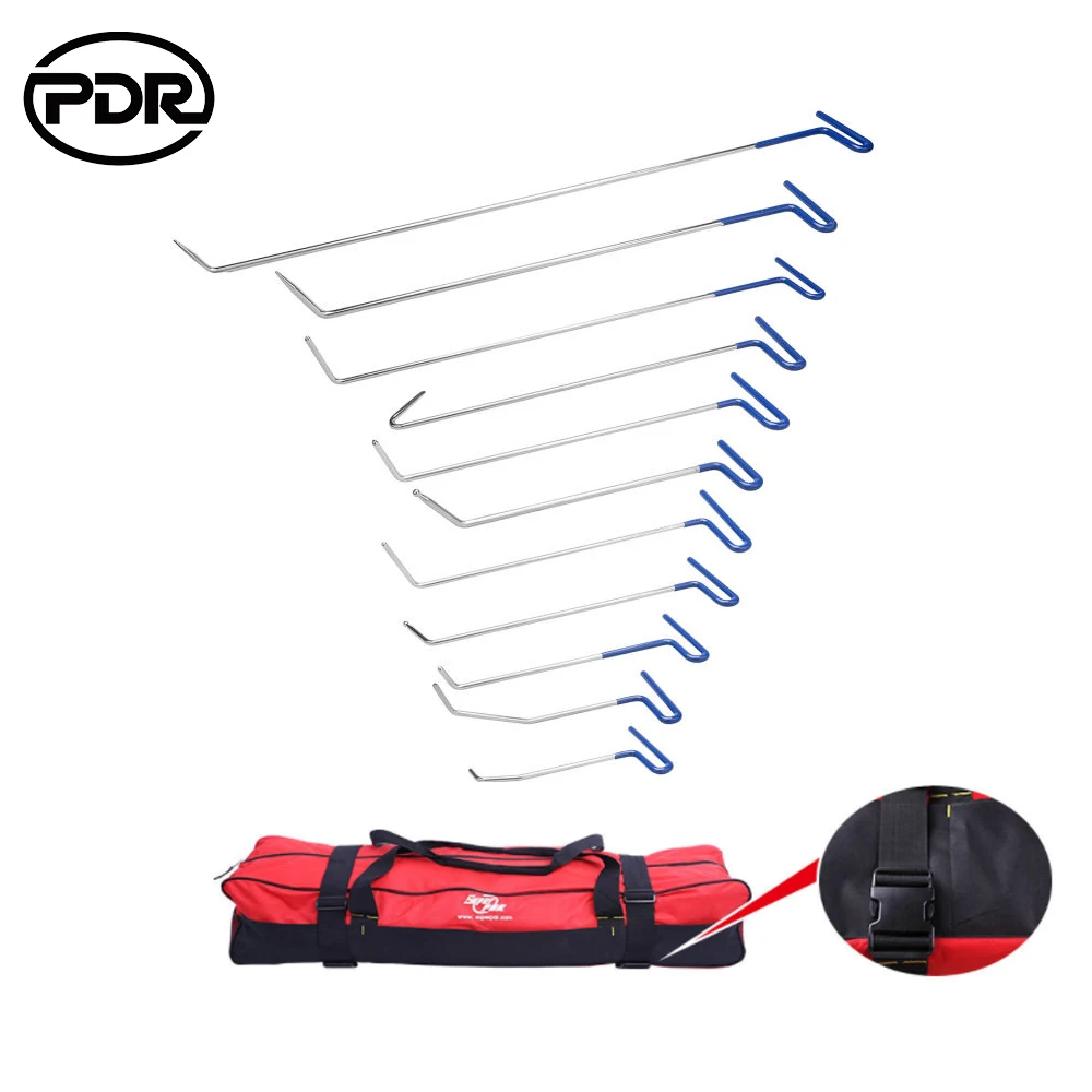 

PDR Tools Hooks Spring Rods Paintless Dent Removal Car Repair Kit Remover Door Dent Ding Hail Removal With Original Tool Bag