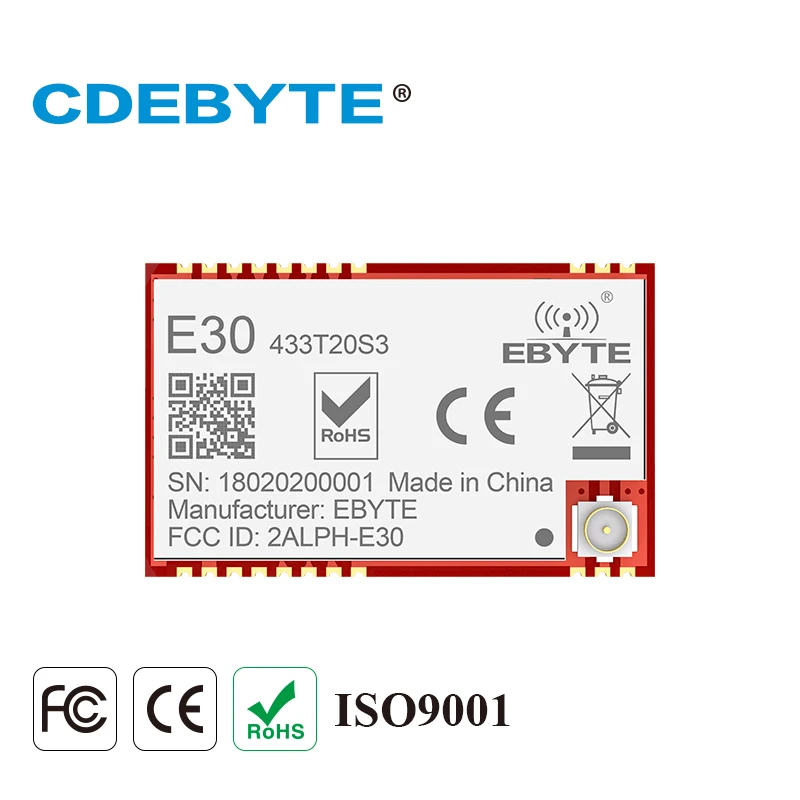 

E30-433T20S3 Long Range UART SI4438 433mhz 100mW IoT Wireless Transceiver 433 mhz Transmitter Receiver IPEX Stamp Hole Module