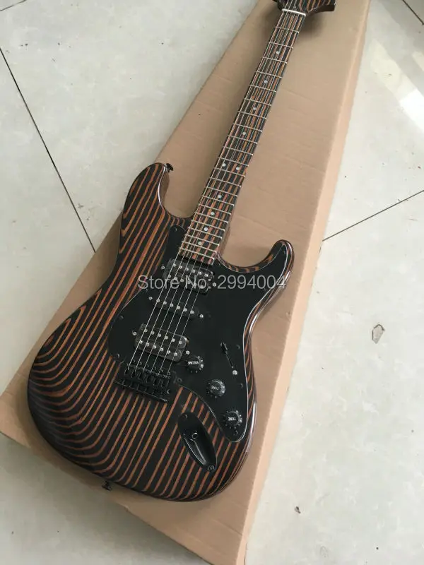 

New zebra wood guitar, electric guitar ST, provide the EMS delivery, factory wholesale and retail