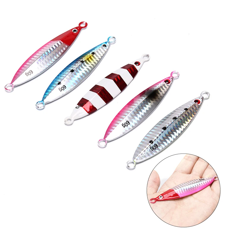 60g Sinking Slow jig Shake Metal Jigging Fishing Spoon Iron Plate Luminous Baits Hard Lead Deep Sea Fishing Jig Lures