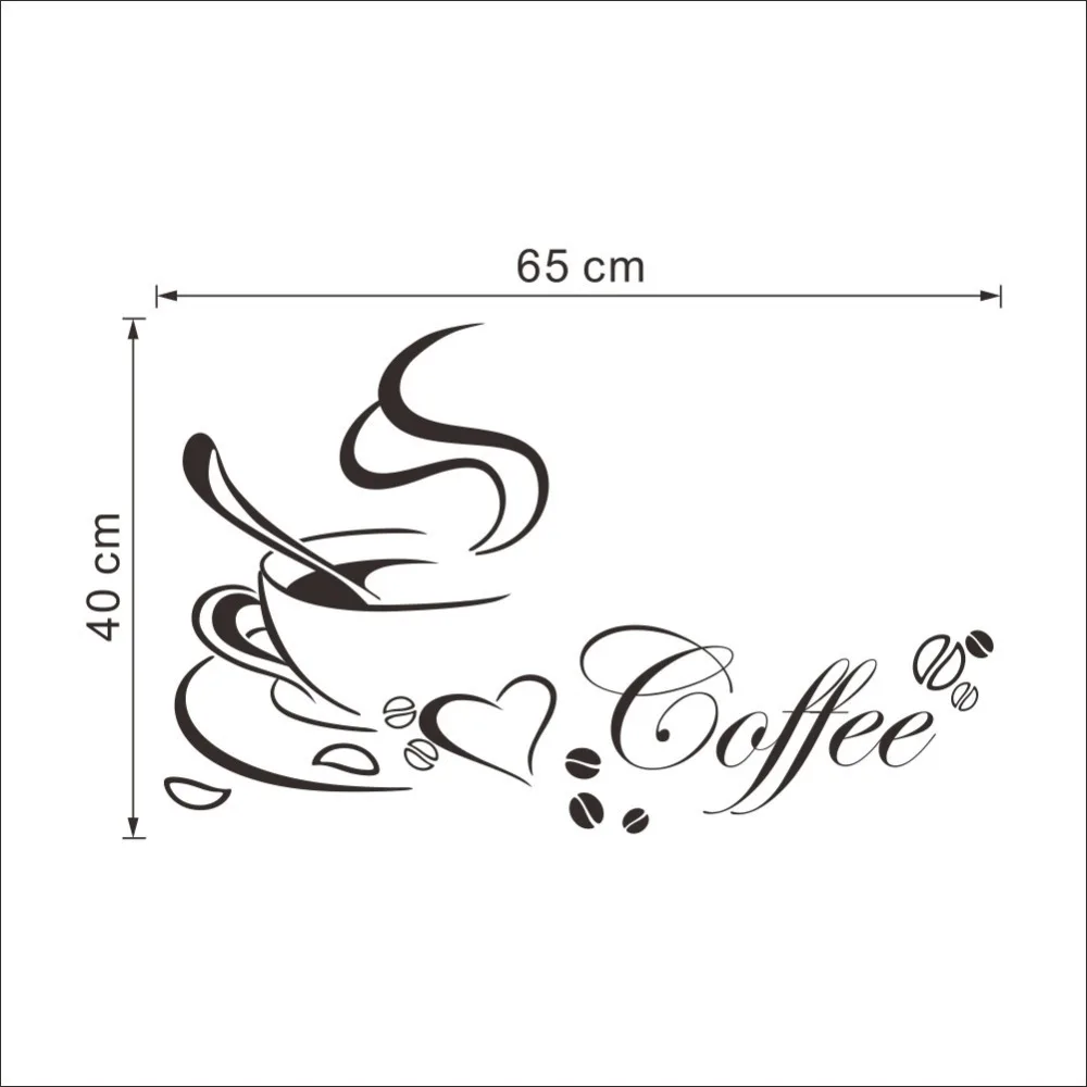 Coffee cup with heart vinyl quote Restaurant Kitchen removable wall Stickers DIY home decor wall art MURAL Drop Shipping