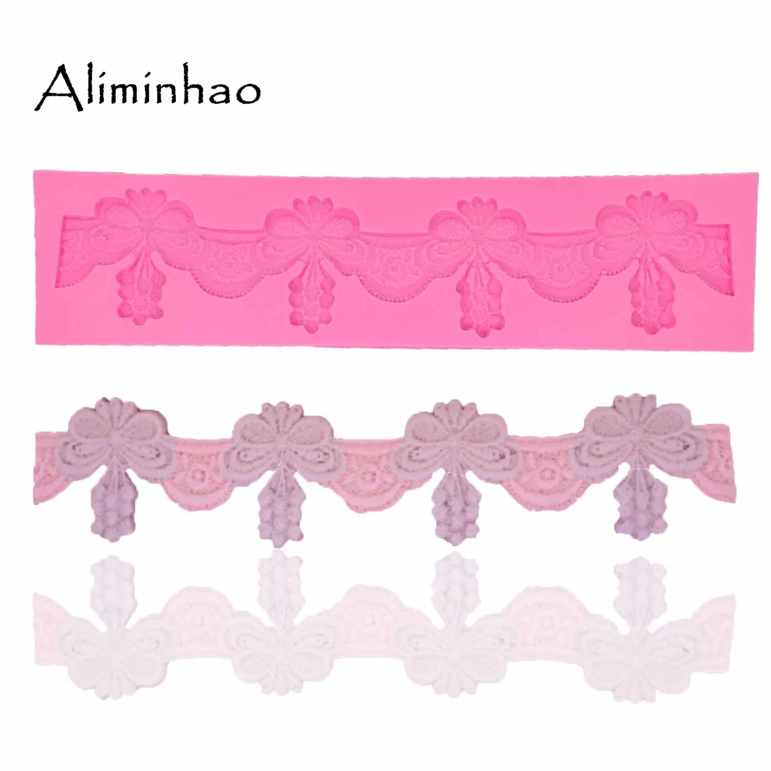 

B1286 Long shape Bow lace border Sugar Craft Molds DIY silicone mold fondant cake decorating tools chocolate gumpaste mould