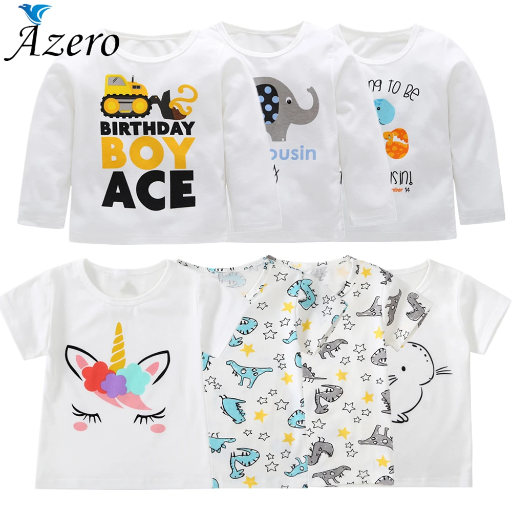 

1-7Y Toddler Girls White Top Baby Girl Clothing Summer Kids Cotton Tops Clothes Children T Shirts Cute Cartoon Unicorn T-shirt