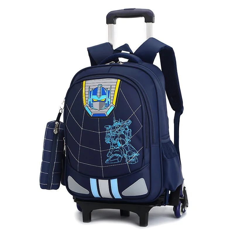 

2019 New Student Trolley Backpack For Girls And Boys Fashion Orthopedic School Bags Waterproof Cartoon Shoulder Bag Mochila