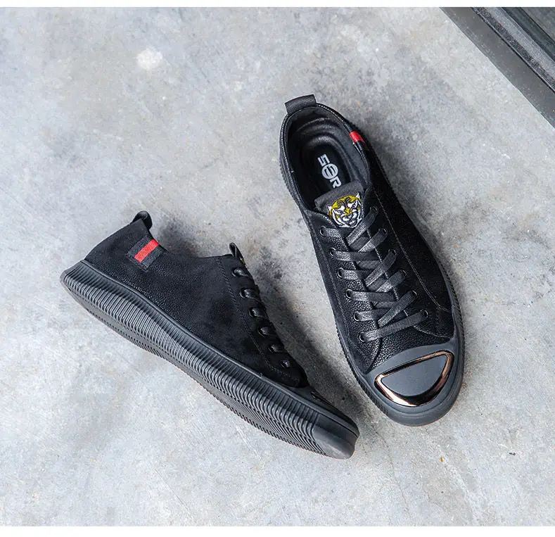 Brand Fashion Shoes Men Tiger 2018 Trending Casual Leather Rubber Sneakers High Top Black Lace Up Hot Sale Mens Shoe (12)