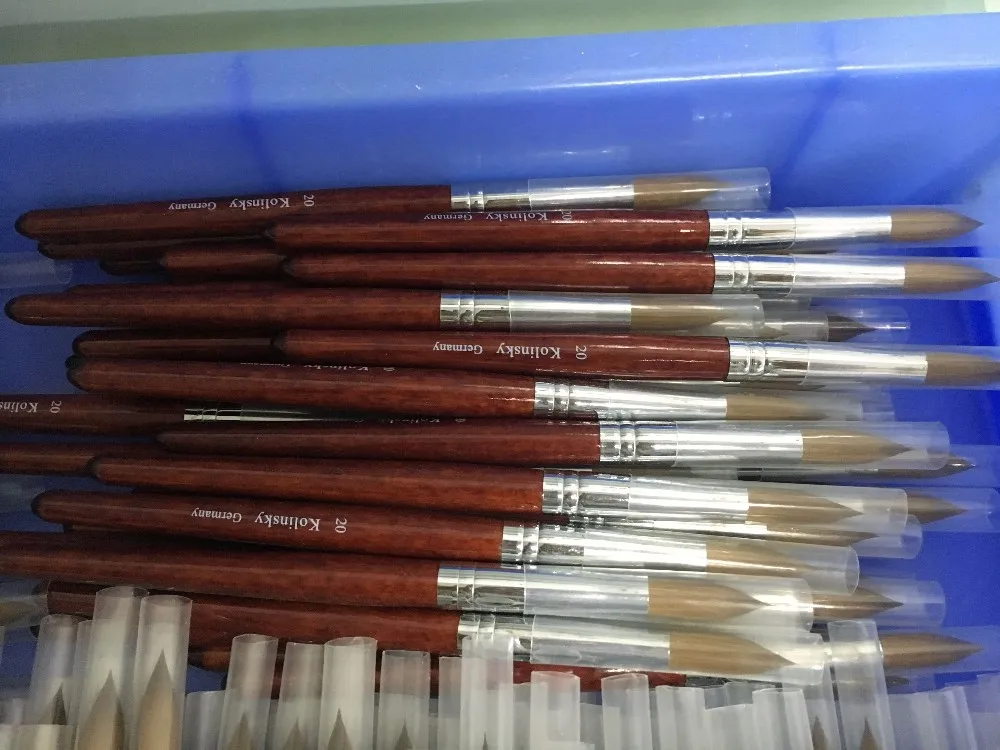 Размер 20#, Высококачественная ручка Колонок Соболь с красной деревянной ручкой, акриловая кисть для ногтей для профессионального маникюра