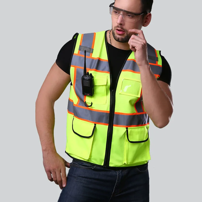 Reflective vest  construction safety protection vest security patrol traffic warning fluorescent safety clothing (4)