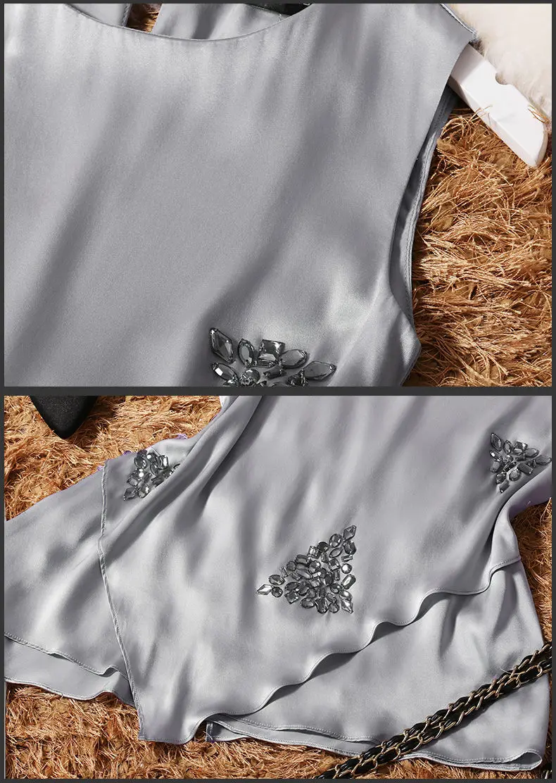 Высококачественная Роскошная Одежда, отделанная бисером, набор женских летних блузок без рукавов, топы и элегантные шаровары NS136