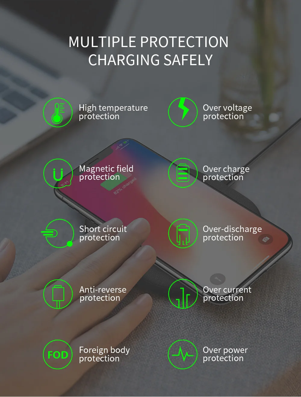 Ascromy Fast QI Wireless Charger For Huawei Xiaomi Samsung Galaxy S10 S9 S8 Note 9 iPhone X XS Max XR 8 Plus Induction Charging Accessories (6)