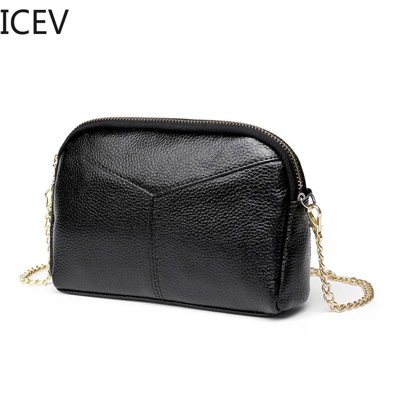 

ICEV New Simple Genuine Leather Bags Chains Korean Shell Women Messenger Bags Cowhide Casual Ladies Shoulder Phone Bags Bolsas