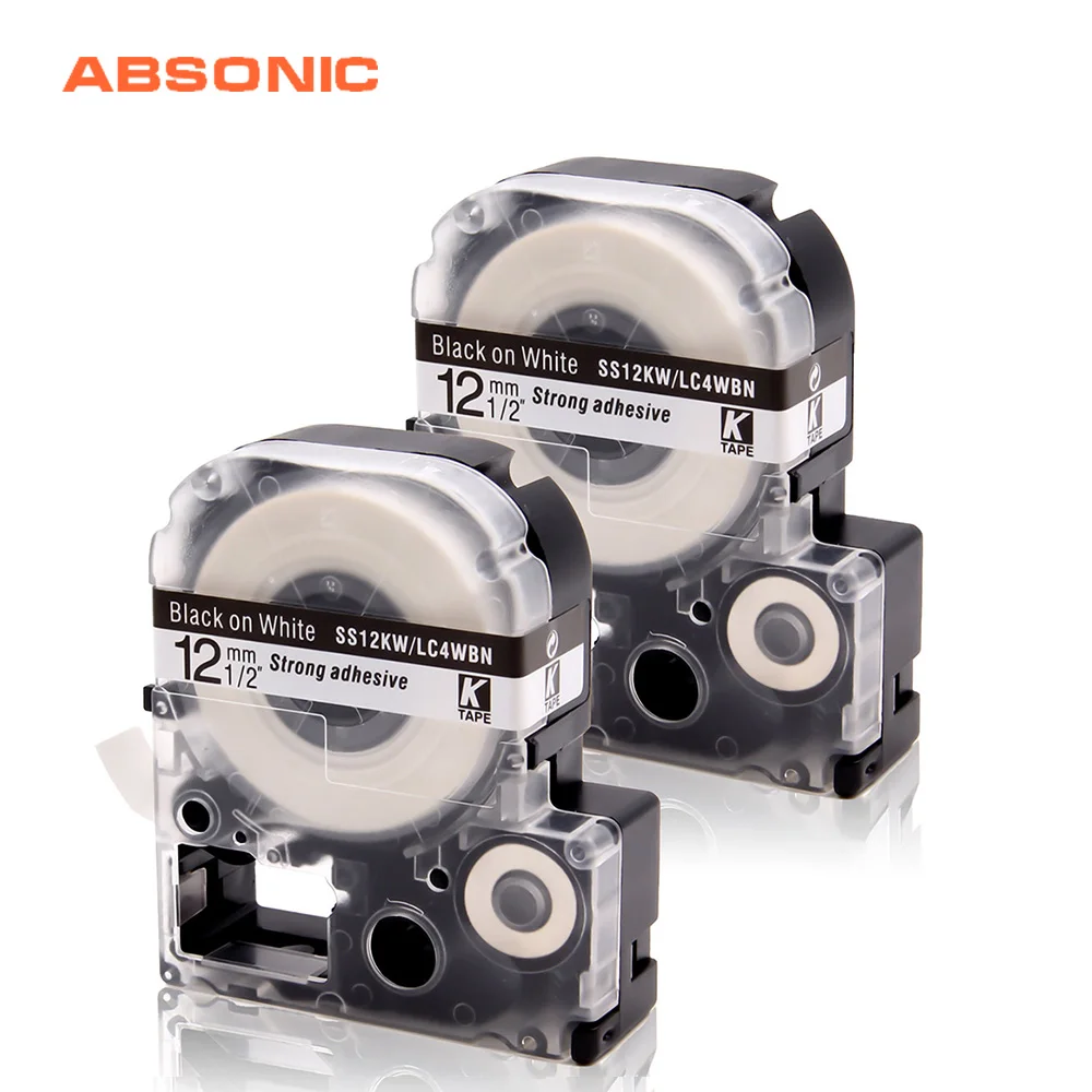 Absonic 1 шт. SS12KW LC-4WBN Подходит для epson labelwork LK лента Стандартный 12 мм черный на белом