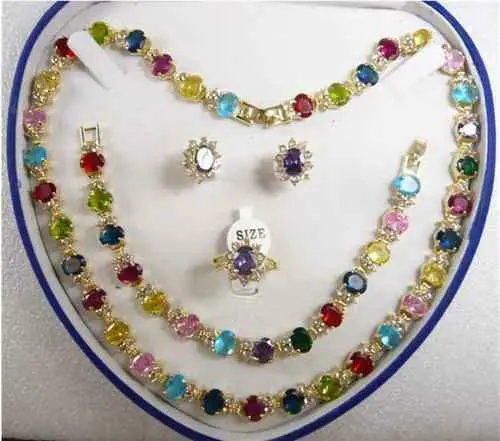 

jewerly Selling New - noble natural multicolor zircon crystal jewelry gift box set