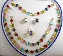 jewerly Selling New – noble natural multicolor zircon crystal jewelry gift box set