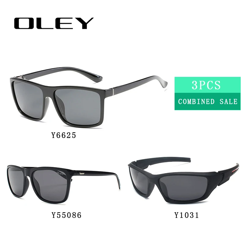 3 шт комбинированные продажи OLEY высокое качество поляризованные мужские солнцезащитные очки популярные комбо для - Цвет линз: C1