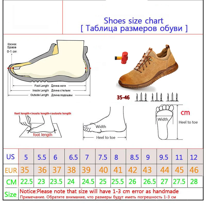 Защитная обувь из коровьей замши, Мужская модная дышащая Рабочая обувь со стальным носком, защитная конструкция, большие размеры 36-46