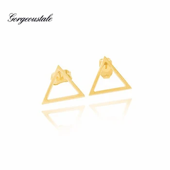 

Dainty Gold Color Open Triangle Earrings For Women Engagement Party Gift Stainless Steel Stud Earring Boucles D'oreille Femme