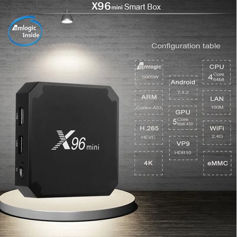 X96 Мини ТВ приставка Android 7 1 2 Гб 16 четырехъядерный процессор Amlogic S905W WiFi медиаплеер