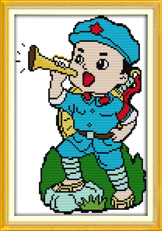 Little red army cross stitch kit cartoon 14ct 11ct count print canvas