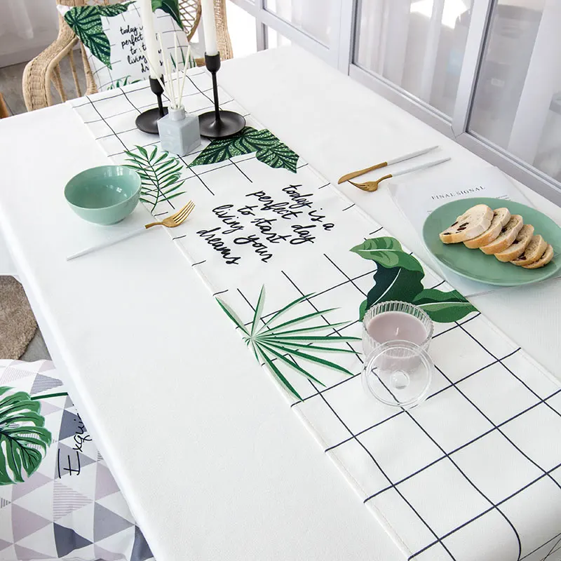 

Nordic Style Plant Deisgn Multifunction Table Runner 1pcs Home Art Thicken Table Runners Dinner Piano TV Stand Runners 8 Colors