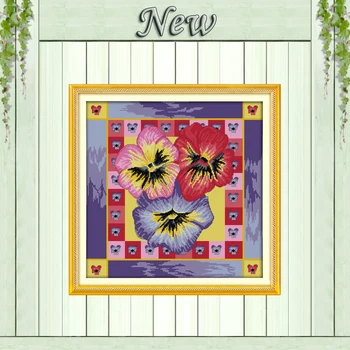 

pansy colorful flower decor painting counted printed on canvas DMC chinese Cross Stitch kits 11CT 14CT needlework Set embroidery