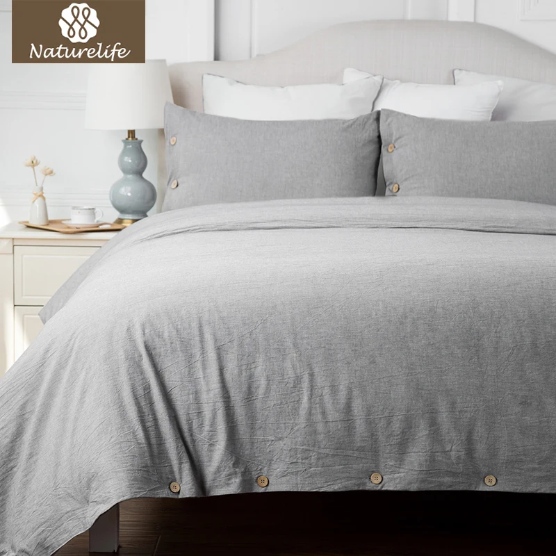 

Naturelife 100% Cotton Duvet Cover Set Ultra Soft Hypoallergenic Solid Pillowcase Duvet Cover Bed Bedlinen Bedclothes 2/3 pcs