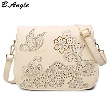 Haute qualité fleurs et papillon Évider messenger sac femmes sac croix corps sac école sac Selle PU En Cuir