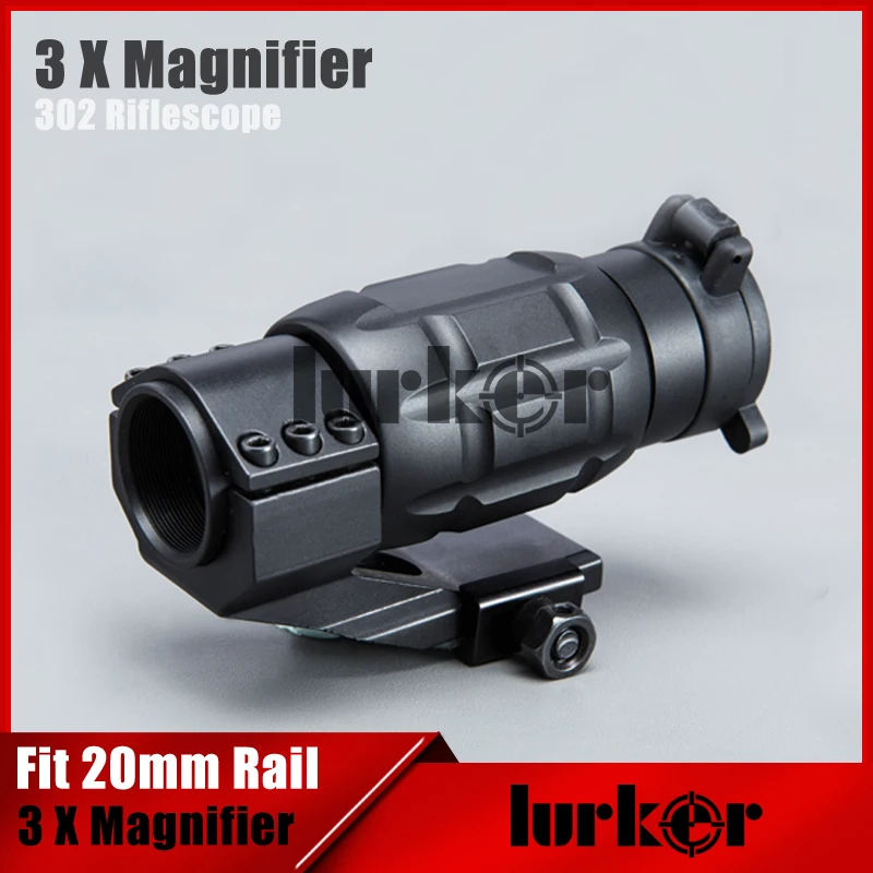

Tactical Military 3x Magnifier 302 3X25MM Optics Scope MagAirsoft Riflescope Magnifying Rifle Scope Focus For Hunting