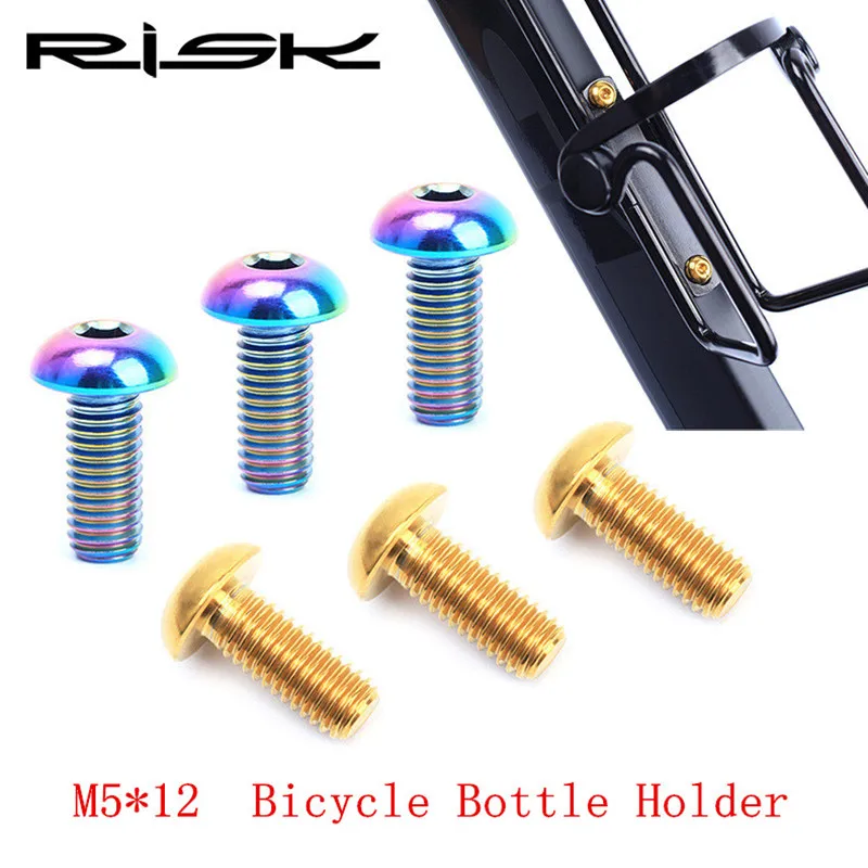 

2pcs RISK M5*12MM Bicycle Water Bottle Cage Bolts Titanium Alloy Umbrella head Screw For Bottle Holder Bracket Rack 4 colors