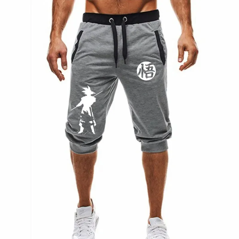 Лидер продаж, новые летние мужские Шорты повседневные шорты модные спортивные штаны с принтом Dragon Ball Goku, шорты для фитнеса - Цвет: Light gray