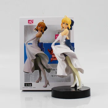 

21cm Anime Fate Stay Night Unlimited Blade Works UBW Saber White Dress PVC Action Figure Brinquedos Model Collectible Toy Doll
