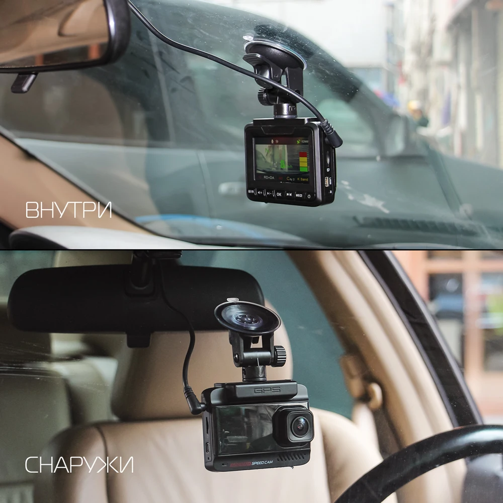 Ruccess 3 in 1 Car Radar Detector DVR Built-in GPS Speed Anti Radar Dual Lens Full HD 1296P 170 Deg