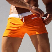 Многоцветная Мужская одежда для плавания с передним карманом, мужские купальные костюмы, пляжная одежда для серфинга, мужские плавки для плавания, шорты-боксеры, купальные костюмы с мешочком для геев