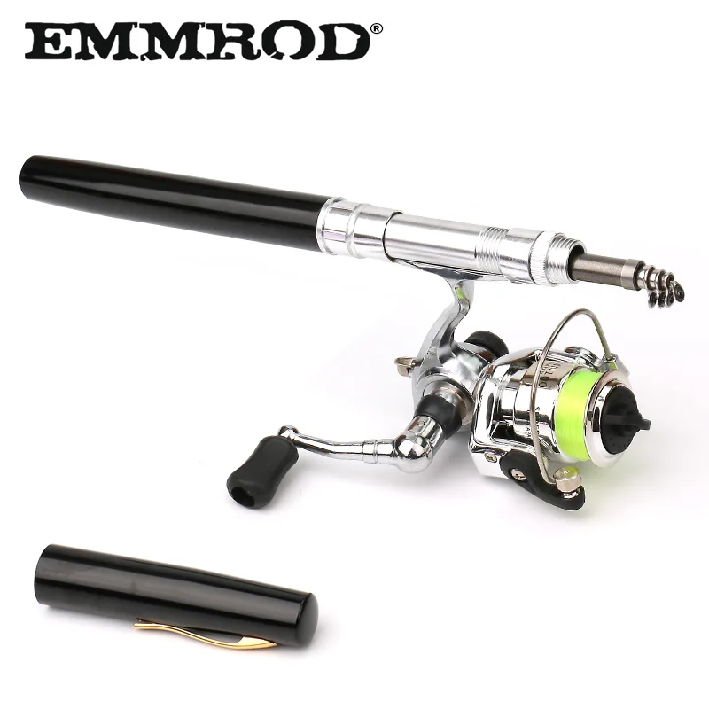 EMMROD 2018 New Spinning Pen Fishing Rod Telescopic 1M 1.4M 7 Colors With 1 metal wheel Children's gifts