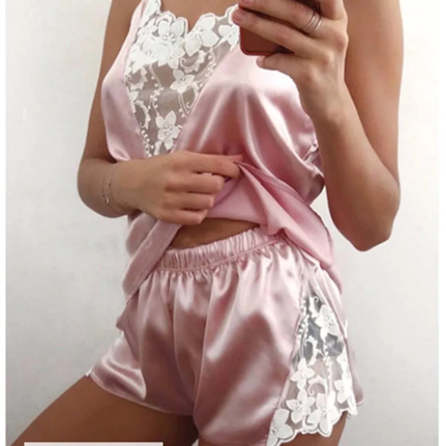 Комплект женской одежды для сна из 2 предметов ночная рубашка Babydoll топ на